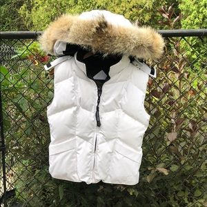 Canada goose down vest with fur rimmed hood